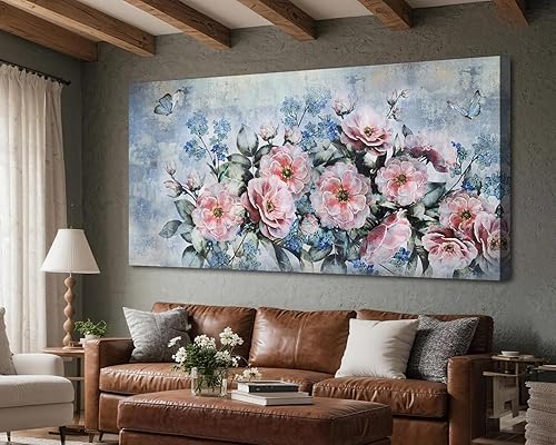 Miniatura 6 de Acocifi Arte floral para pared, pintura de peonías para sala de estar, imagen de flores rosas, lienzo grande, decoración de pared, obra de arte