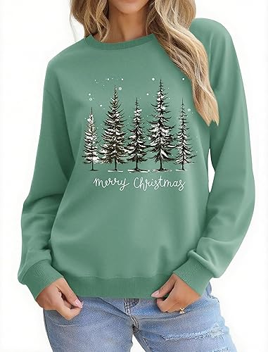 Christmas Sweatshirts for Women Funny Christmas Tree Xmas Cute Graphic Long Sleeve Shirt