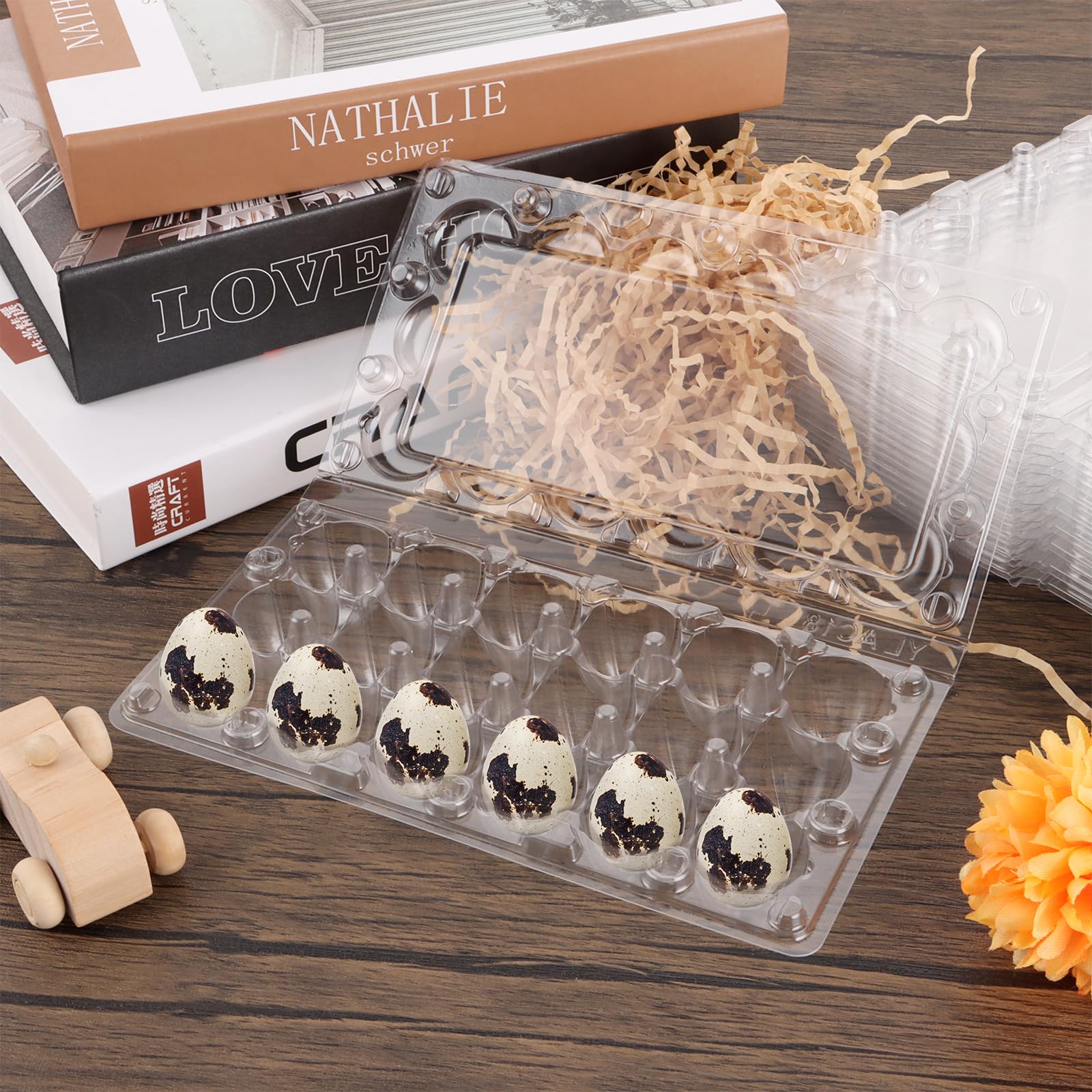 APACALI 100 cajas de huevos de codorniz, 18 rejillas, cajas de plástico transparentes para huevos de codorniz con tapa