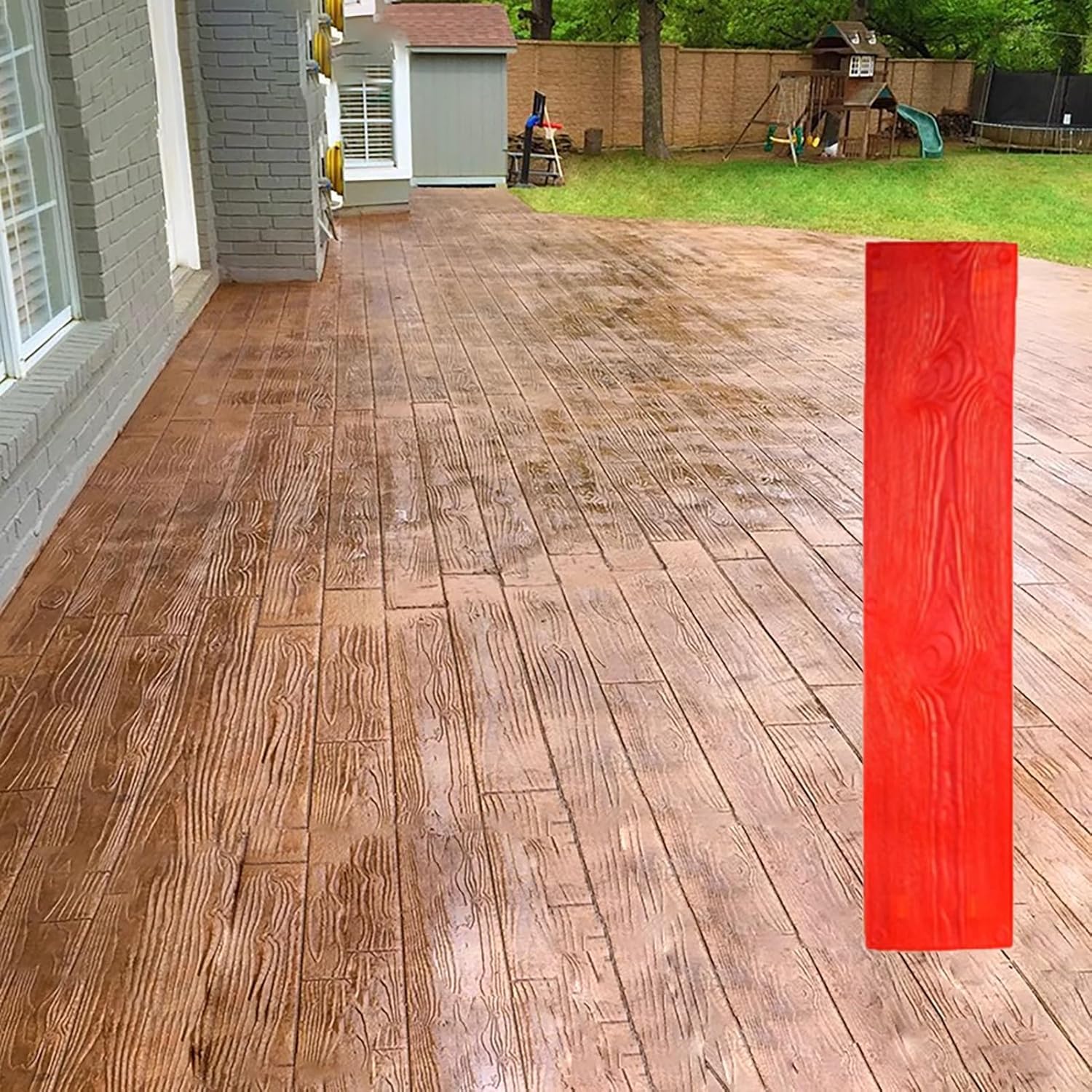 Timbro per calcestruzzo, per pavimenti in legno, realistico, con venature del legno, grande cuscinetto per timbri in cemento, per patio, giardino, parchi