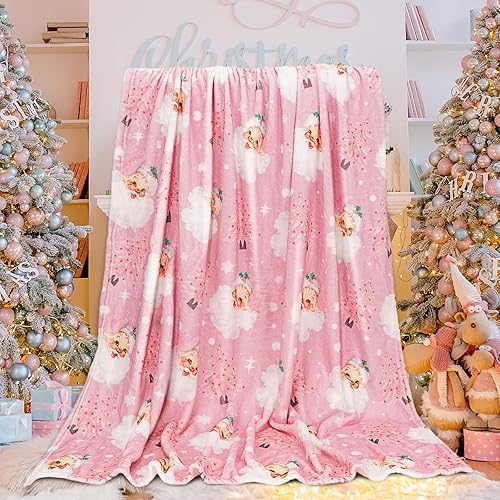 Manta mullida de Navidad de 60 x 50 pulgadas, manta de árbol de Navidad de Papá Noel rosa, manta de invierno suave y cálida para el hogar, silla, Manta mullida de Navidad de 60 x 50 pulgadas, manta de árbol de Navidad de Papá Noel rosa, manta de invierno suave y cálida para el hogar, silla,