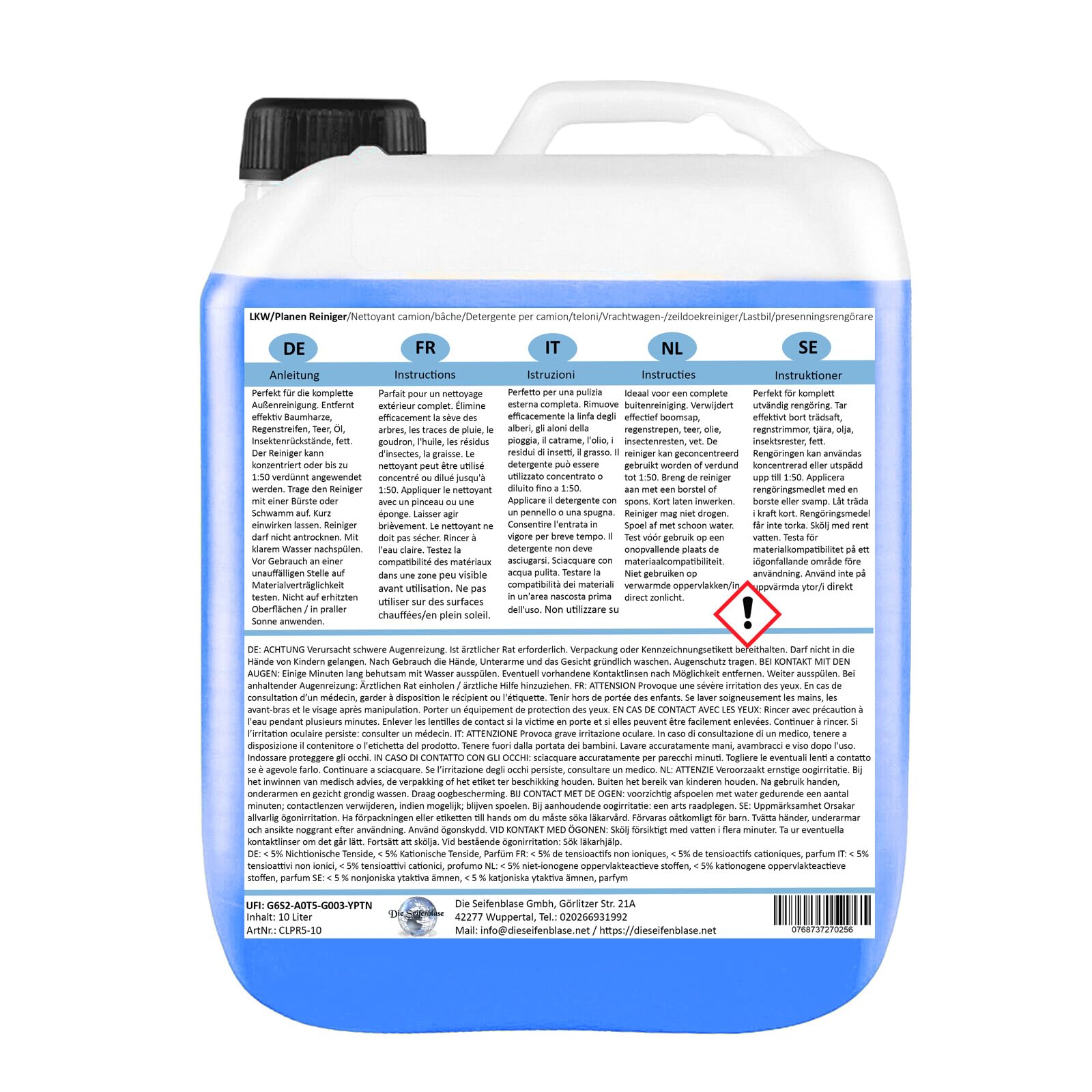 Cleanerist, detergente per autocarri e teloni in PVC, concentrato, da 10 litri, AP11