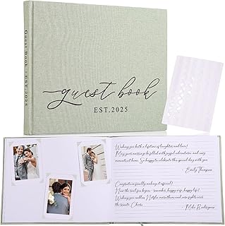 Affordable 2025 Personalized Guest Book (100 Pages) with Photo Corner Stickers