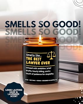 Funny Lawyer Candle, Best Lawyer Gifts for Women & Men, Law School Graduation Gifts, Cool Presents for Lawyers, Paralegal & Judge Gift, Future Attorney Presents, Studying for The Bar Exam Gift