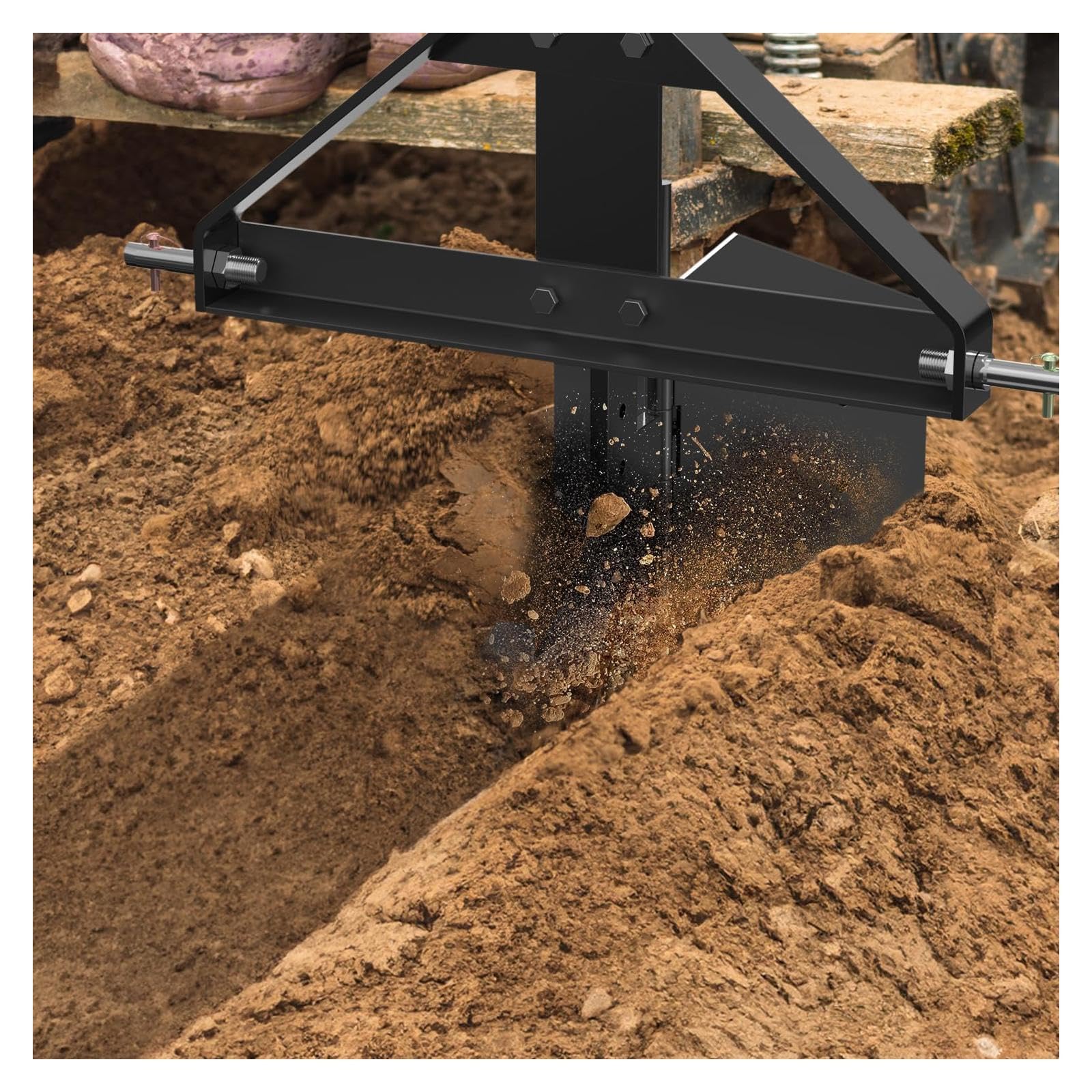 Heavy Duty Middle Buster Plow, 3-Point Quick Hitch Tractors Ripper Attachment for Soil Tiller, Corrosion Resistant Steel Construction, Easy to Install