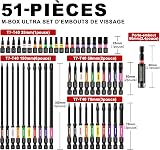 GEINXURN Set di punte per cacciavite Torx T7-T40, resistenti agli urti, magnetici da 25/50/75/150 mm, attacco esagonale da 1/4", set di punte per viti in acciaio in lega da 60 mm, con scatola di - 2