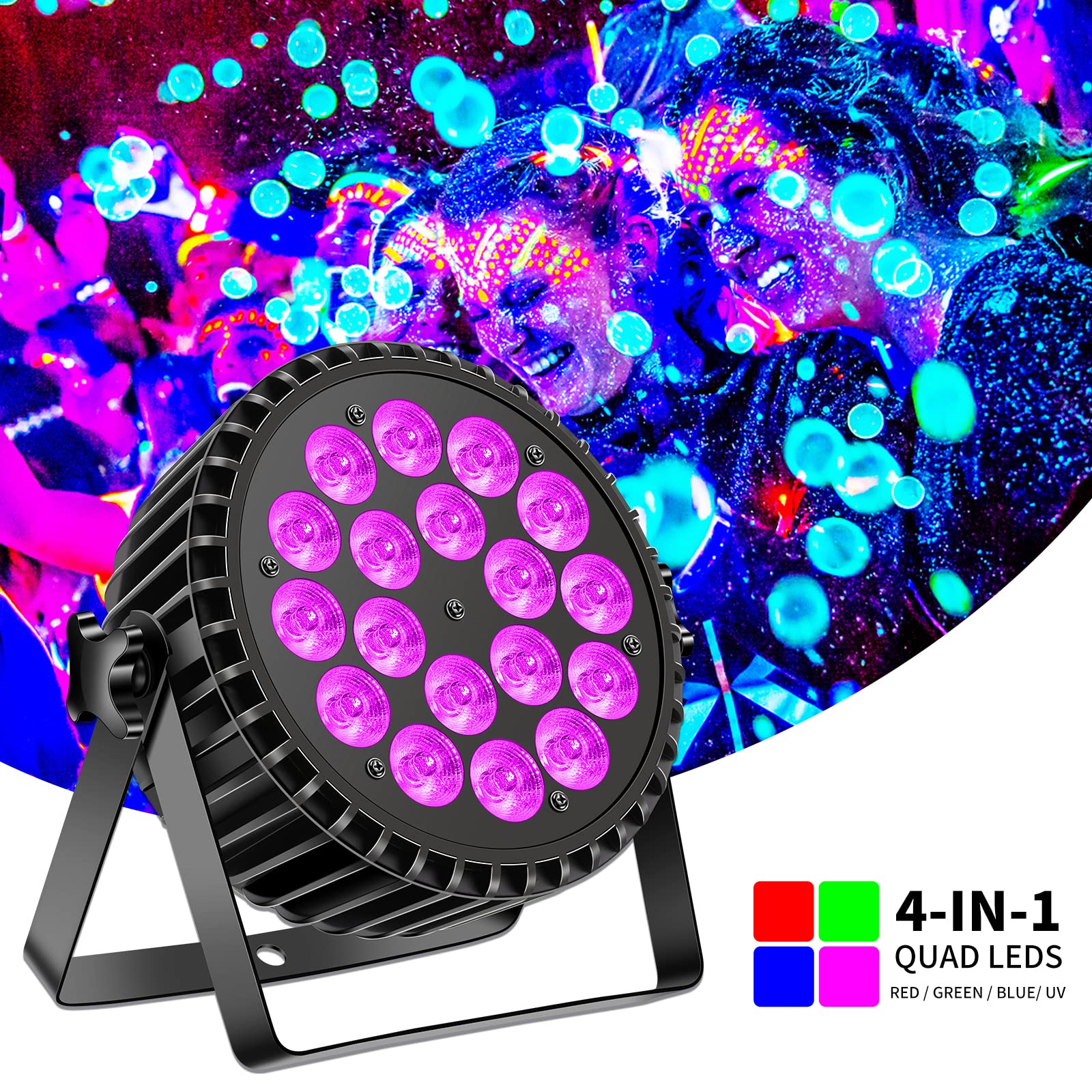 LED e UV faretto par200W, 4 in 1 luci discoteca, DMX512 e 8 canali per DJ, performance live, matrimoni, feste, bar, club