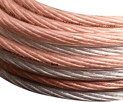 PSC8CGS-10 Parallel Gold Silver Speaker Cables Full Gauge Oxygen Free Copper Zip Wire 8 Gauge, 10 feet