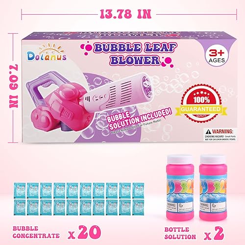Miniatura 3 de Dolanus Soplador de hojas de burbujas para niños, soplador de burbujas con solución de recarga de 22, juguetes de juego al aire libre para niños,