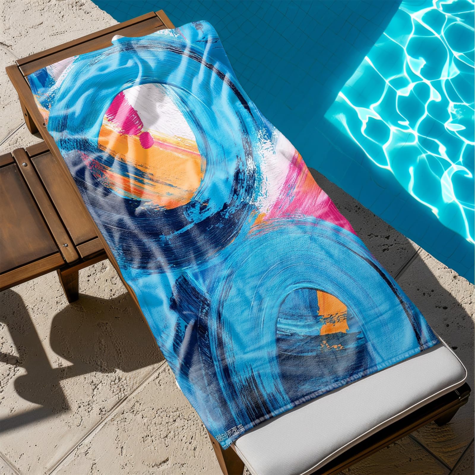 Genérico Toalla Playa 180X100 Abstracto Azul Claro Grande Toallas de Piscina Grandes Anti Arena Secado Rápido Gimnasio Hombre Mujer Lavable A Máquina Regalo