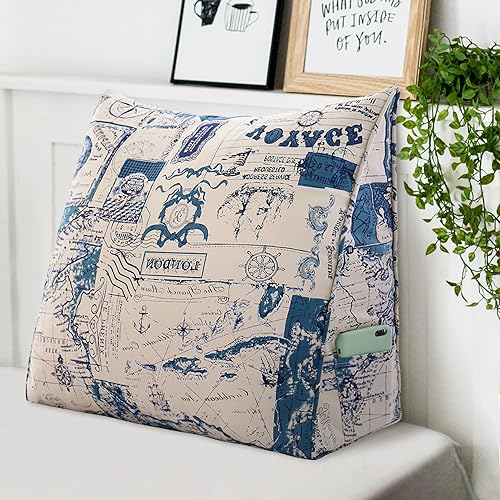 Miniatura 8 de Johnear Almohada de cuña de algodón con estampado de almohada de respaldo para decorar la lectura, cojín de suelo para dormir sentado en la cama