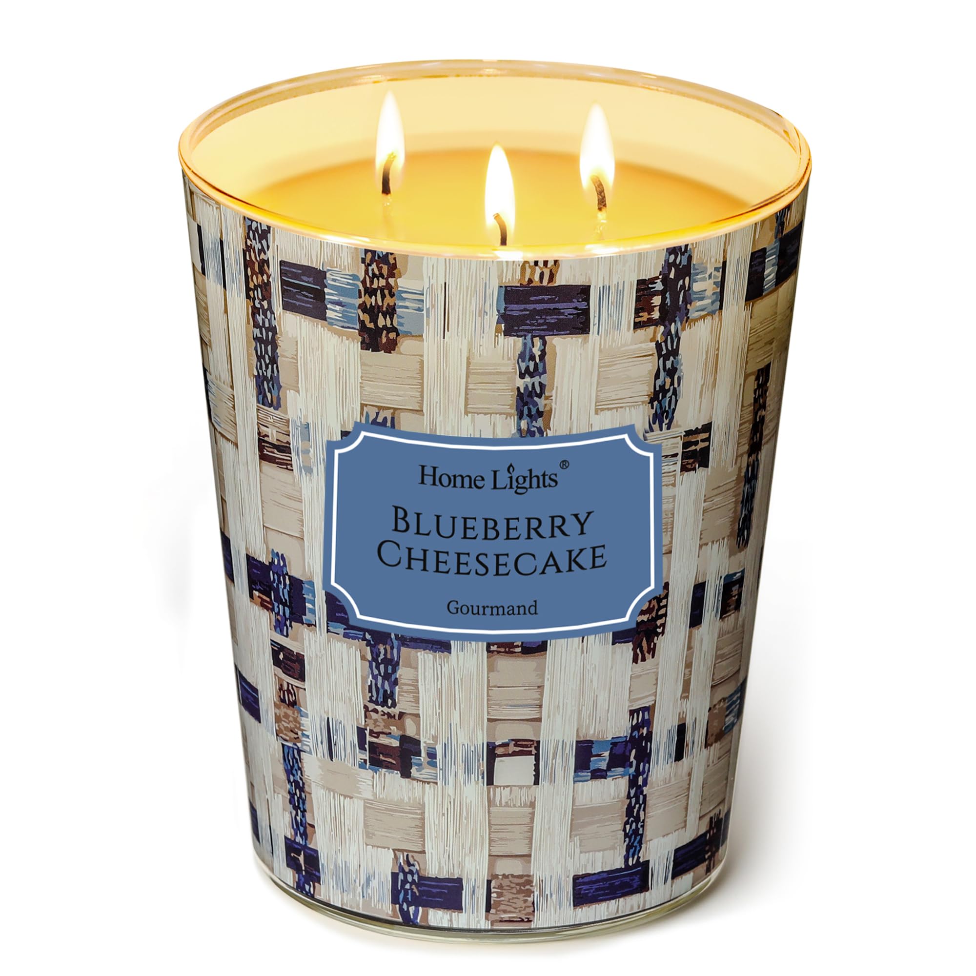 Home Lights Scented Candles for Women &amp; Men, 34oz Candle Jars Aromatherapy 3-Wick Candle, Ideal for Rustic Modern Home Decor and Gifts, Blueberry Cheesecake