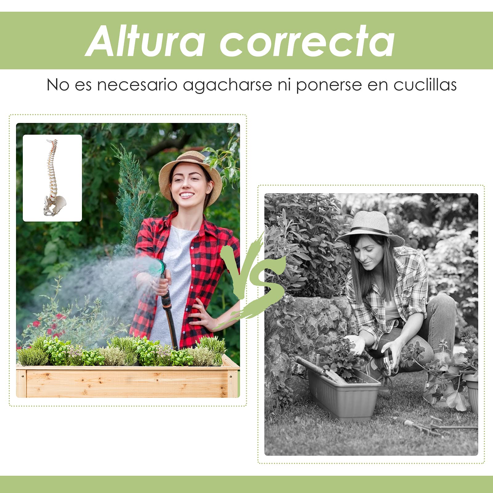 COSTWAY Maceta Elevada de Madera Jardinera Elevada para Plantas Flores Cama para Planta Cultivo para Jardín Exterior Patio (92 x 41x 81 cm)