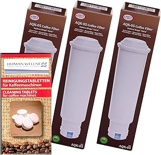 Human-Wellness Lot de 3 cartouches filtrantes pour toutes les machines à café Krups Melitta Nivona + 10 tablettes de nettoyage.