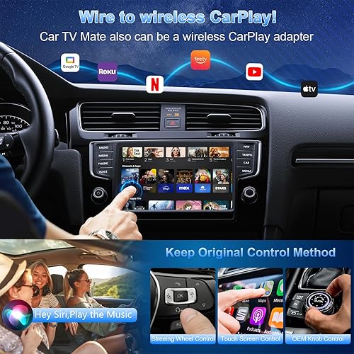 Miniatura 6 de Car TV Mate Pro  Adaptador inalámbrico CarPlay y HDMI para Fire T V Stick, iPhone, Android  Plug & Play 2K Streaming Dongle para pantallas de coche
