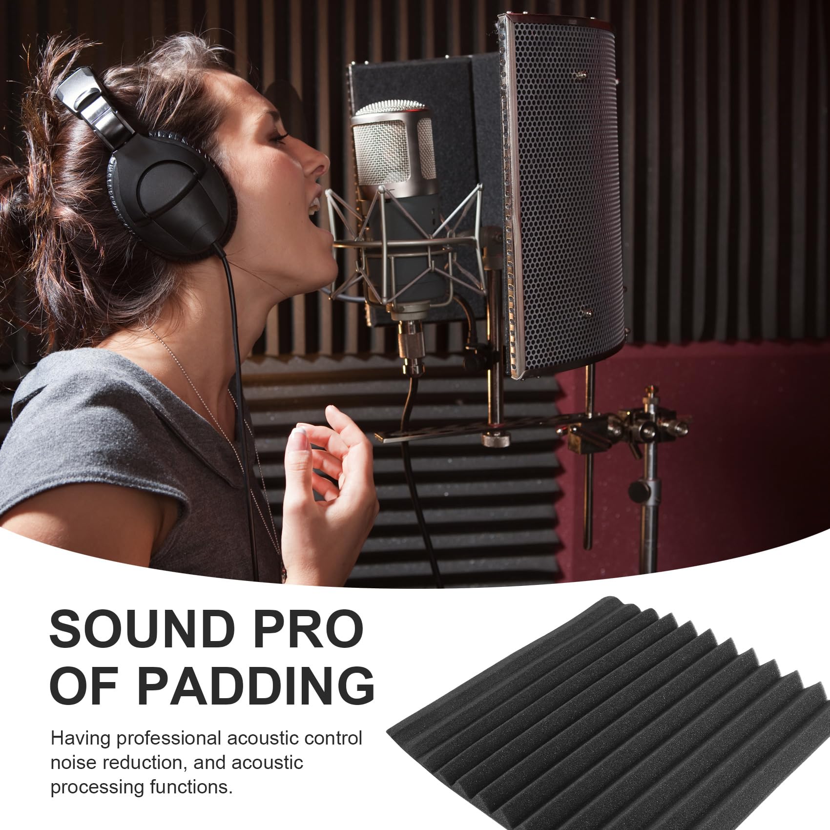 48 sztuk Panel izolacyjny akustyczny Panel akustyczny Studio Foam Panel ścienny z poduszką dźwiękoszczelną ognioodporną, 2,5 x 30 x 30 cm