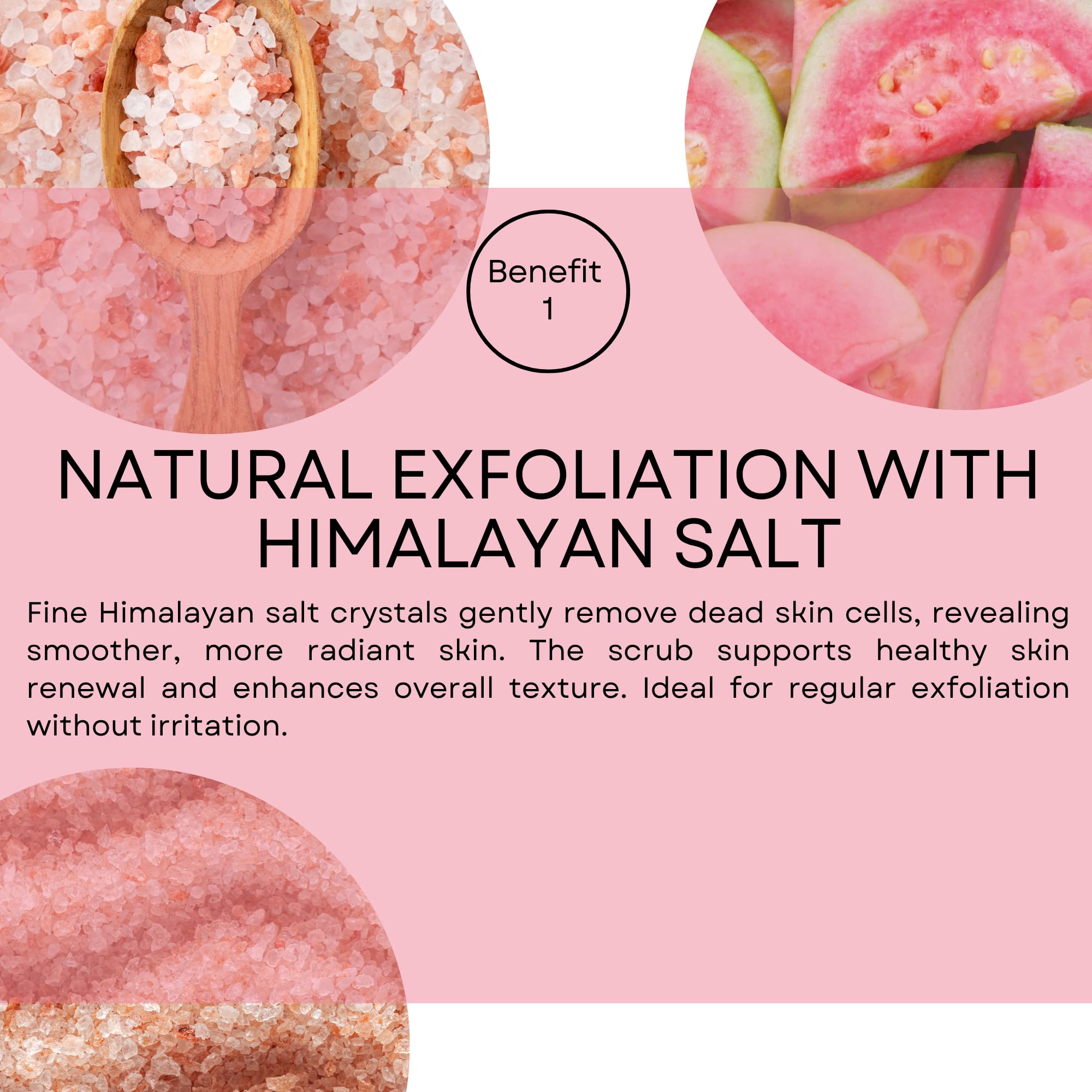 SNB - Scrub per il corpo professionale con sale dell'Himalaya e guava, 300 ml, cura naturale per la pelle liscia, con burro di karitè, scrub di sale idratante per uomo e donna