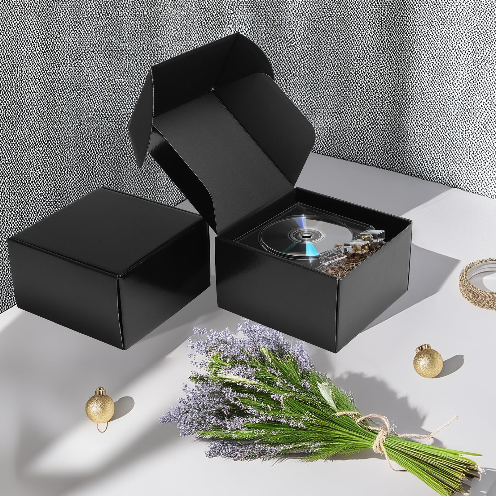 Rempry Versandkartons aus Wellpappe, 17,8 x 17,8 x 10,2 cm, Schwarz, 30 Stück, für kleine Unternehmen, kleine Geschenkboxen für den Versand von Geschenken