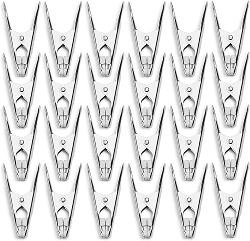Miniatura 3 de Paquete de 24 pinzas de acero inoxidable de larga duración, agarre fuerte, resistente a la intemperie, clip multiusos, uso como clips de ropa para