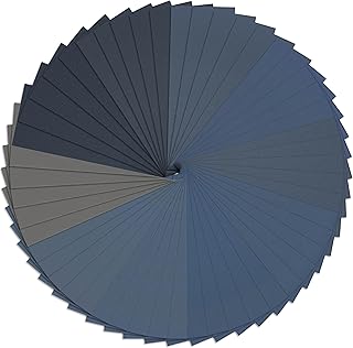 HIHANG Sandpaper Wet Dry Waterproof Sand Paper Assortment, 50 Pcs 320 to 3000 Grit Sanding Sheets 9x3.6 Inch for Automotiv...