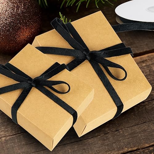 Miniatura 40 de Cinta de terciopelo negra de doble cara de 1 pulgada, 10 yardas de cintas de terciopelo para decoración de coronas de Navidad, envoltura de regalos