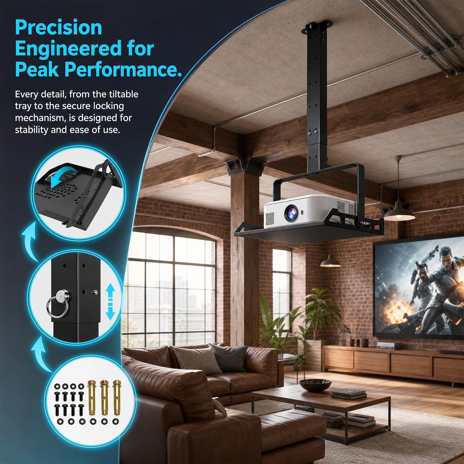 Support Videoprojecteur Plafond, Universel Support Mural Videoprojecteur