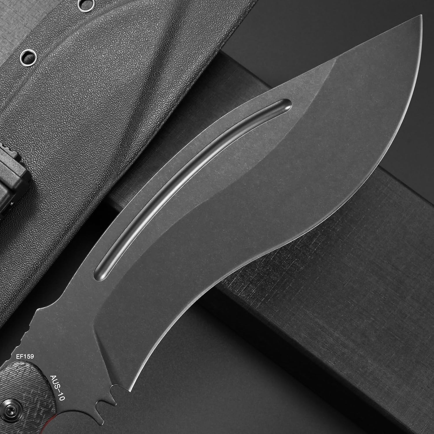 Eafengrow EF159 Fixed Blade Knife AUS-10 Steel Dog Leg shape Blade Micarta Handle Full Tang EDC Tool Straight Knifes for Outdoor Camping Hunting Bushcraft(Black)