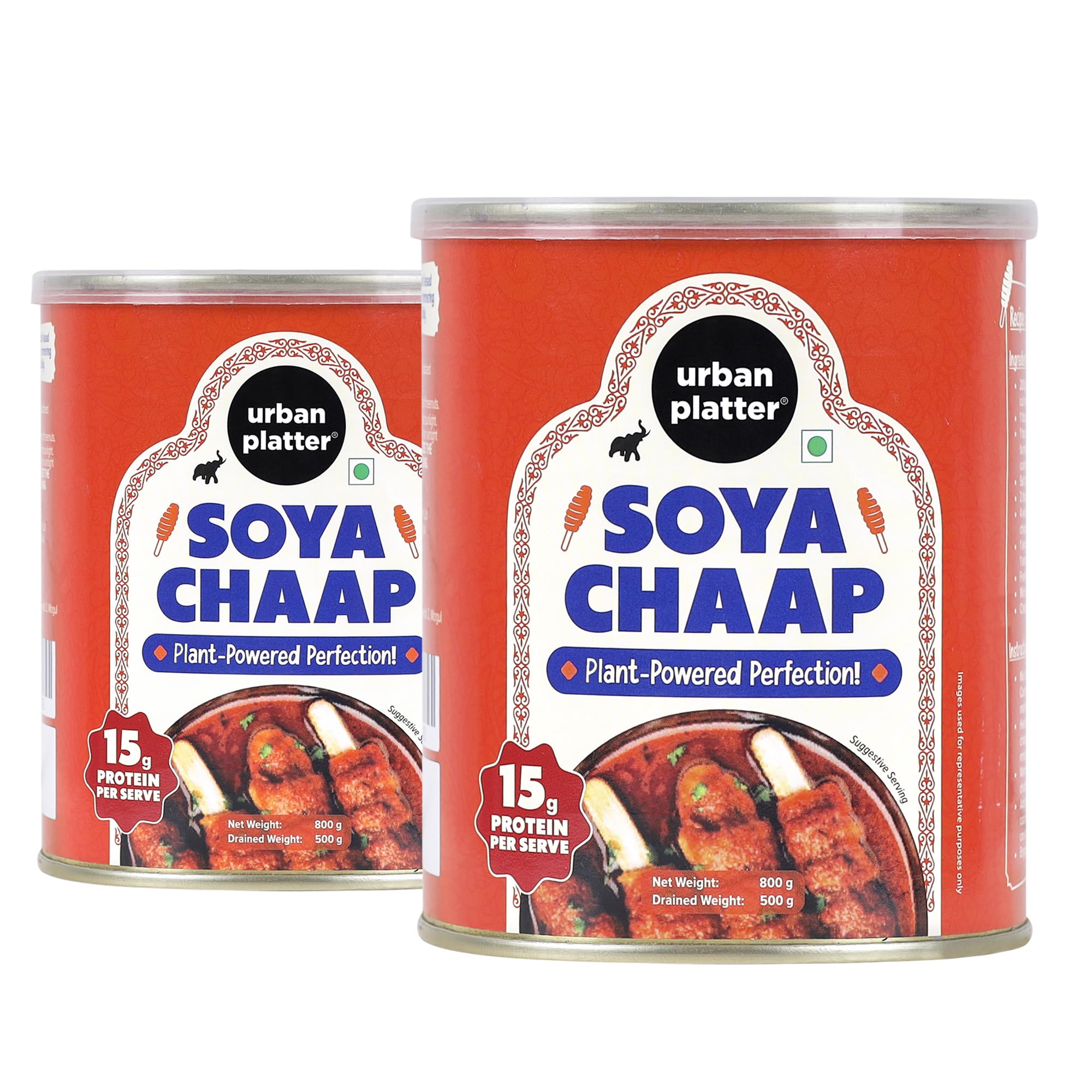 Urban Platter SOYA Chaap in Brine, 800g (Pack of 2)(Canned | Chunks on Stick | Drained Weight - 500g, Rich in Plant Protein| Soy Chap) (B0CM9NYGZN) Amazon Price History, Amazon Price Tracker
