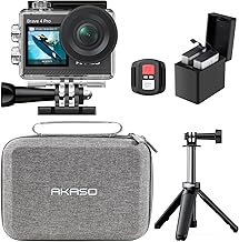 AKASO Brave 4 Pro Action Cam 4K30FPS 20MP mit 60cm Stativ Selfie Stick und Tasche 40M Unterwasserkamera Touchscreen 170 ° Weitwinkel, EIS Stabilisierung, 5X Zoom