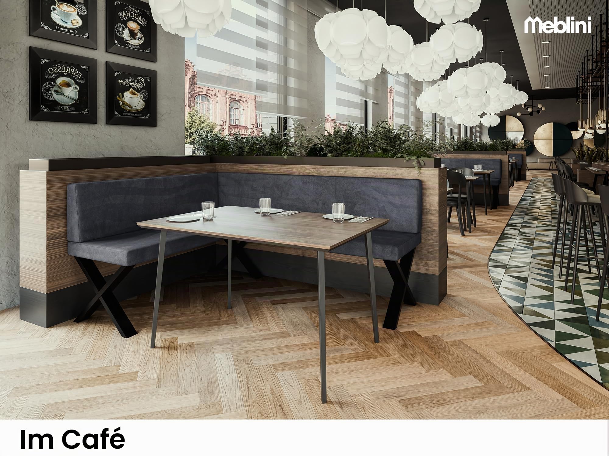MEBLINI Eckbank für Esszimmer - Küchenbank - Essecke - Sitzecke Küche - Toni - X-Beine 128x168x87cm Links - Dunkelgrau Samt