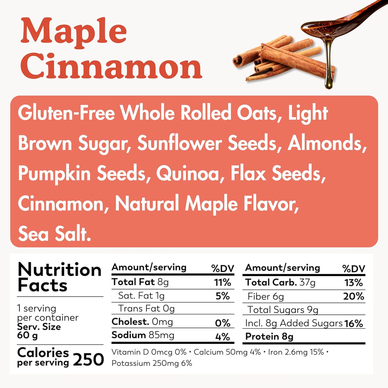 Earnest Eats Superfood Oatmeal Cups - Maple Almond Cinnamon – 8g Plant Protein, Gluten Free, Vegan, On-the-Go Breakfast, 2.1 Ounces Each (6 Pack)