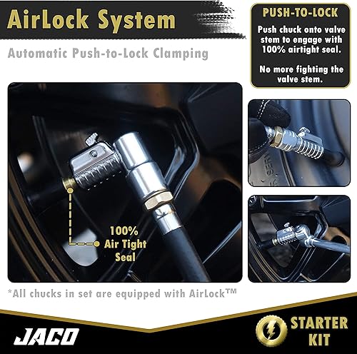 Miniatura 5 de JACO - Kit de inflador de neumáticos Lightning (JSP-7500) | con medidor digital FlowPro para inflar neumáticos (200 PSI) y kit de arranque patentado
