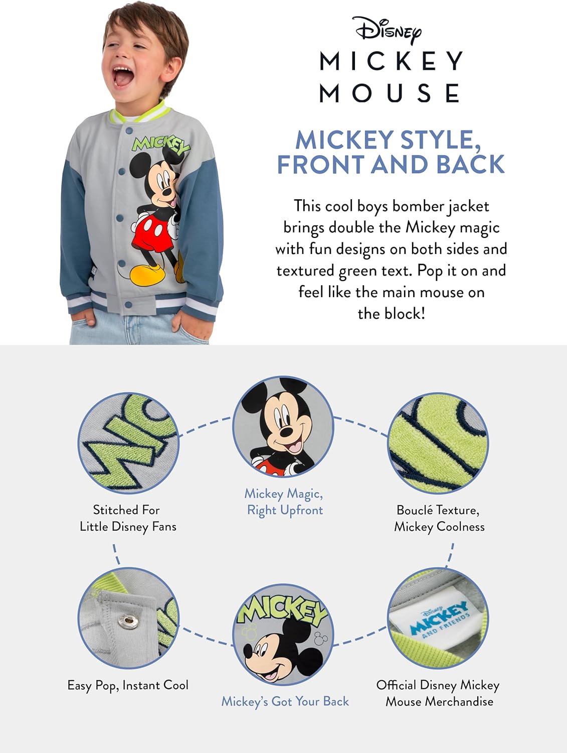Disney Mickey Mouse Jacket For Kids, Mickey Mouse Boys Jacket, Cotton Bomber Jackets For Boys - Image 3