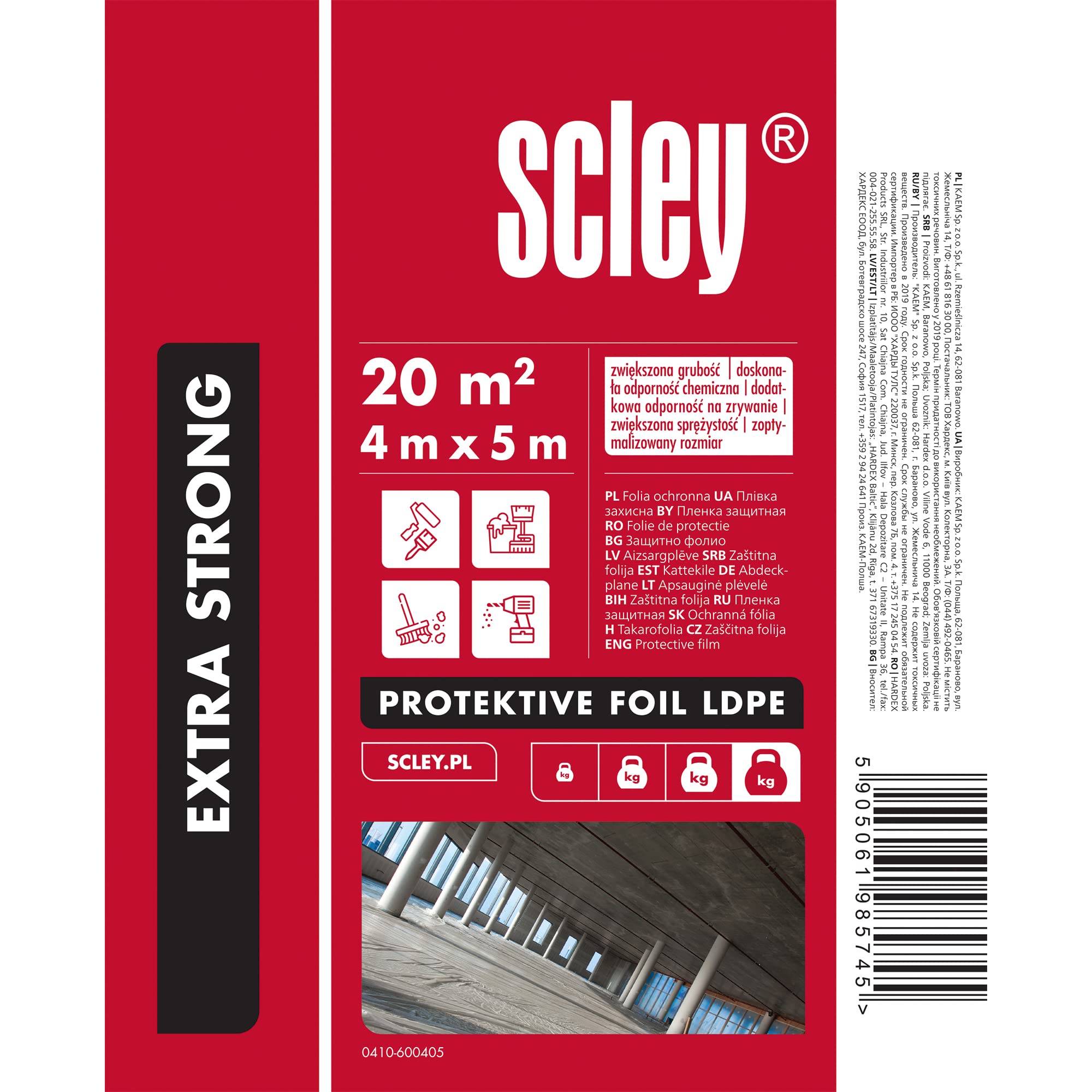 Scley plastico cubretodo, 4 Piezas plastico protector muebles, plasticos para cubrir Anchura 4m, Eslora 5m, 20m2, tiene un grosor de 5 micras, plastico para obras LDPE, A0410-500405