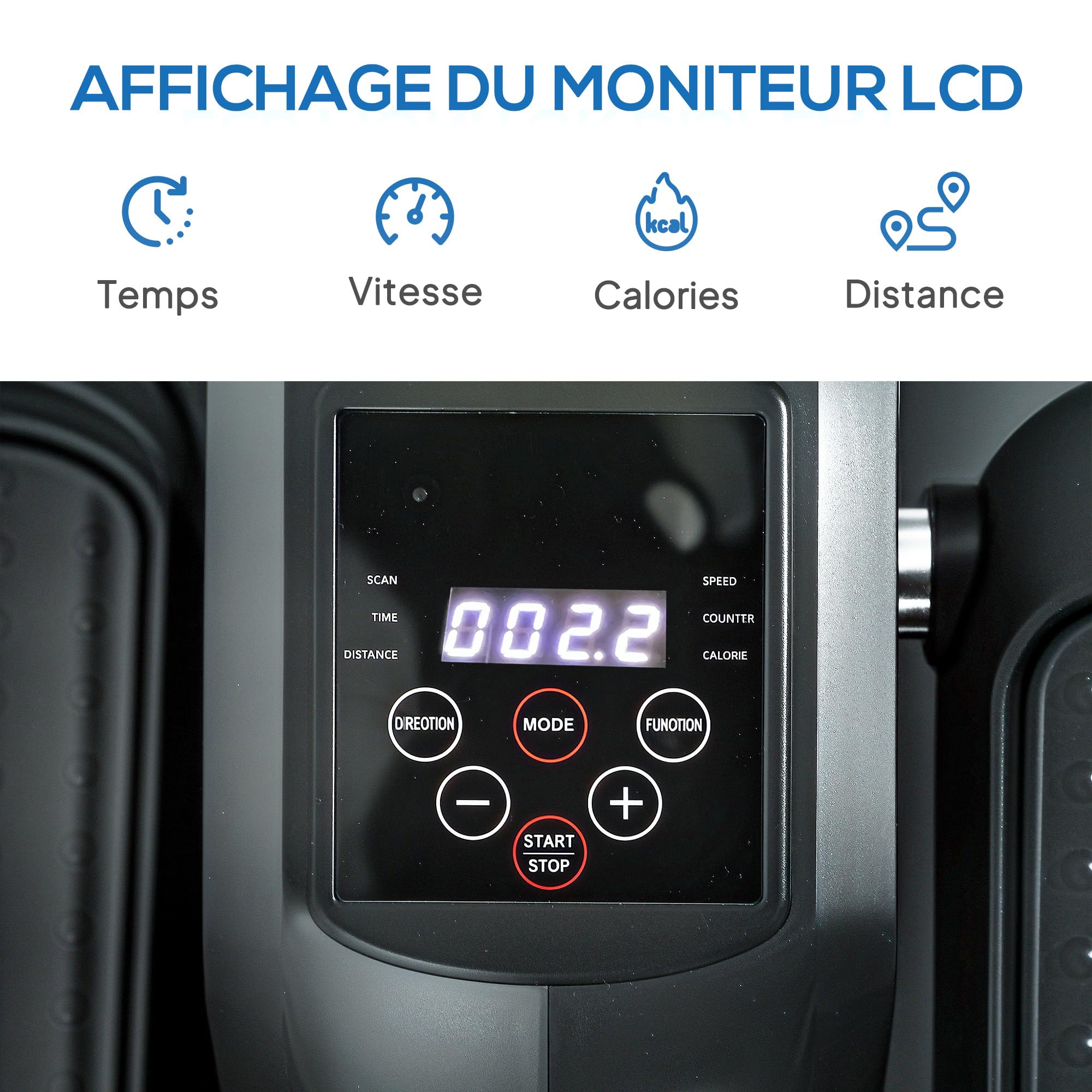 SPORTNOW Elliptique de Bureau, vélo elliptique électrique avec télécommande et écran LCD, 12 Vitesses réglables, pédalier électrique avec Tapis antidérapant, Noir