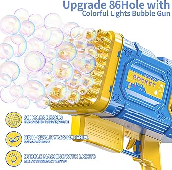 Amazon.com: TEMI 86 Holes Bubble Machine Gun for Kids, Bubble Makers for Kids Age 3 4 5 6 7 8 9 10 11 12 Years Old, Summer Outdoor Toy for Kids, Idea ...