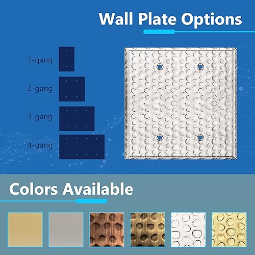 Vista 26 de LIDER Placa de pared de metal en blanco, cubierta de salida de acero inoxidable, resistente a la corrosión, tamaño mediano de 1 banda, 4.88 x 3.11