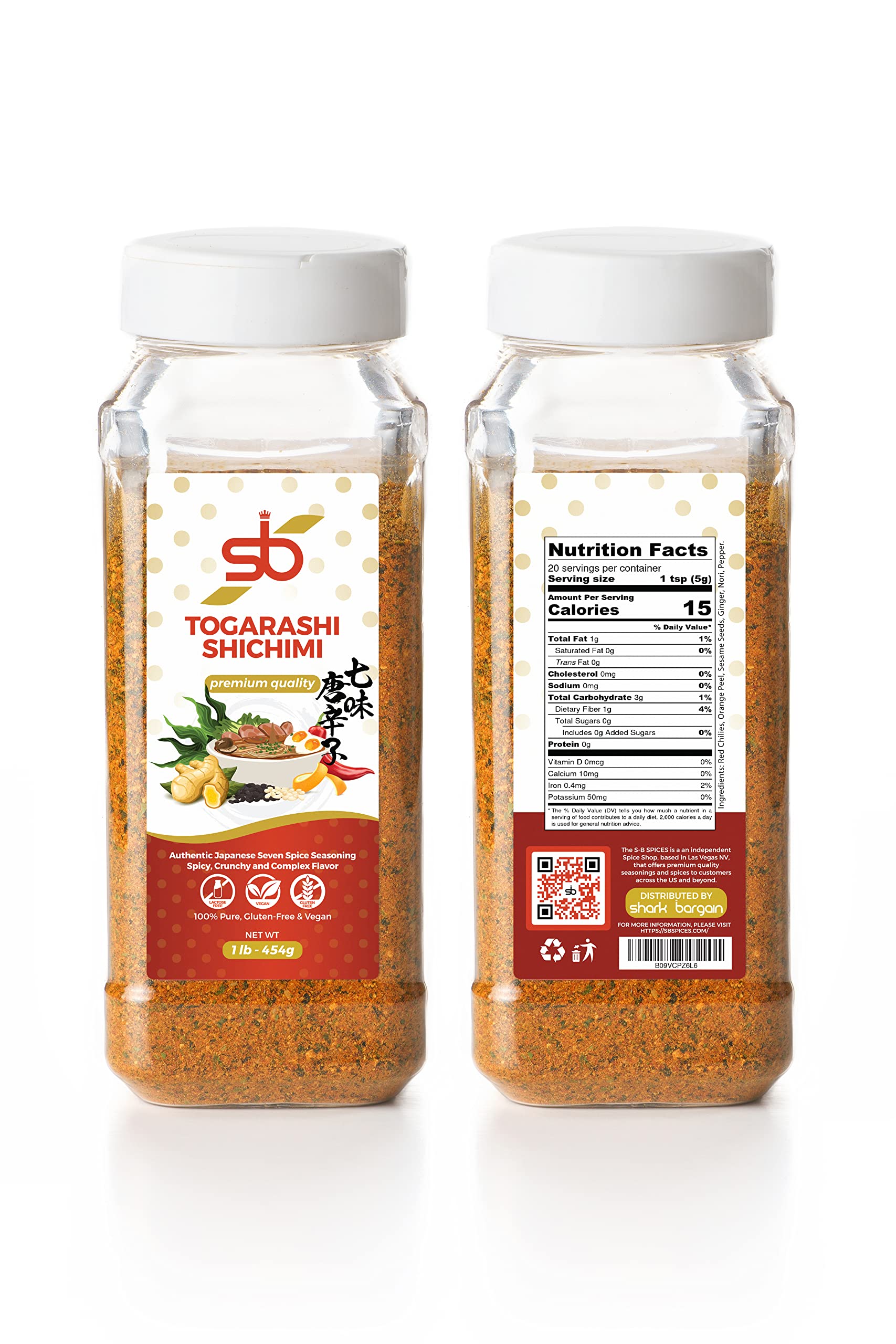 Amazon.com: S-B Spices 七味土哥羅希日本七香料混合(1 磅) - 正品,100