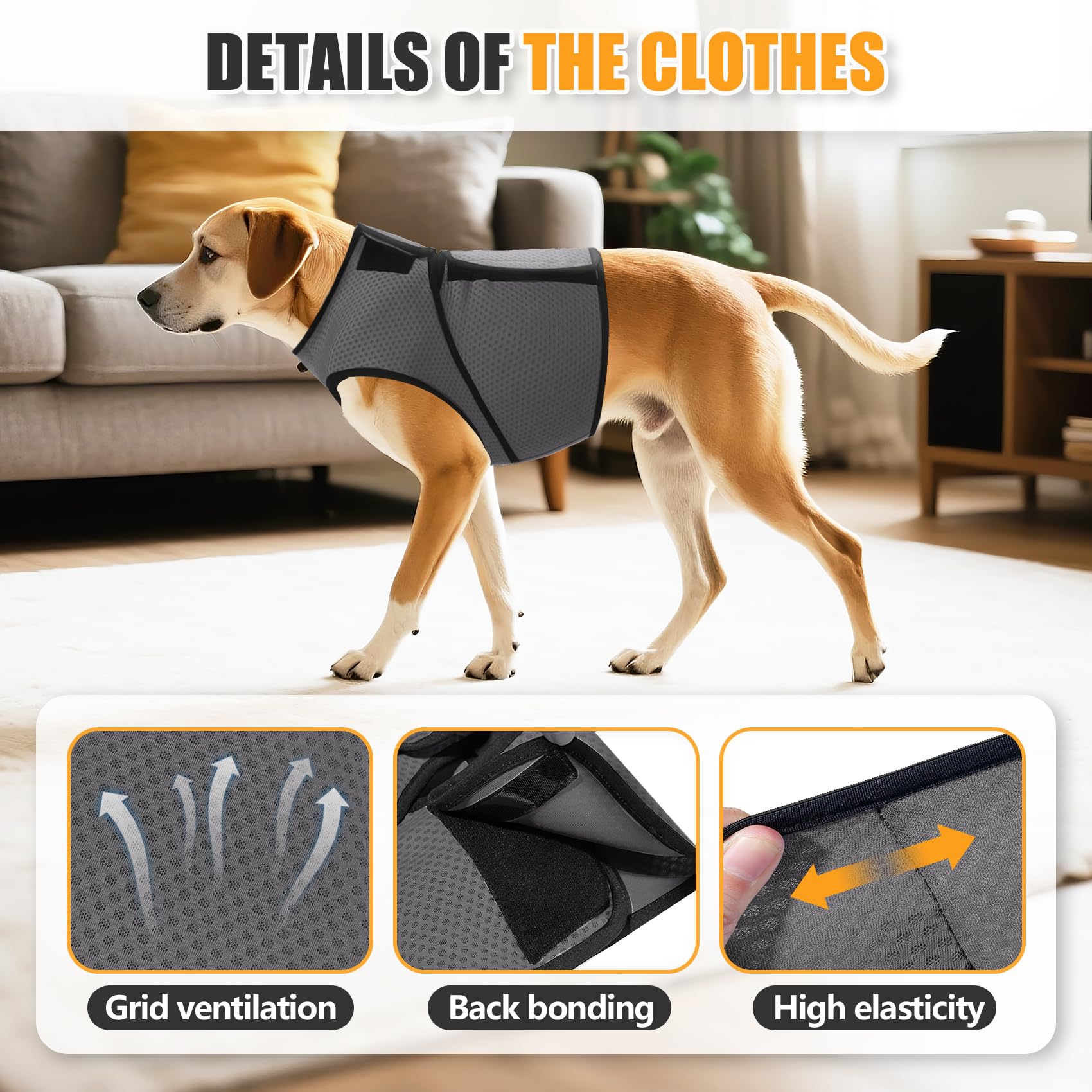 Chaleco de ansiedad para perros, abrigo calmante para aliviar la ansiedad, envoltura cómoda y chaleco ajustable de presión suave para mascotas, para truenos, viajes y fuegos artificiales