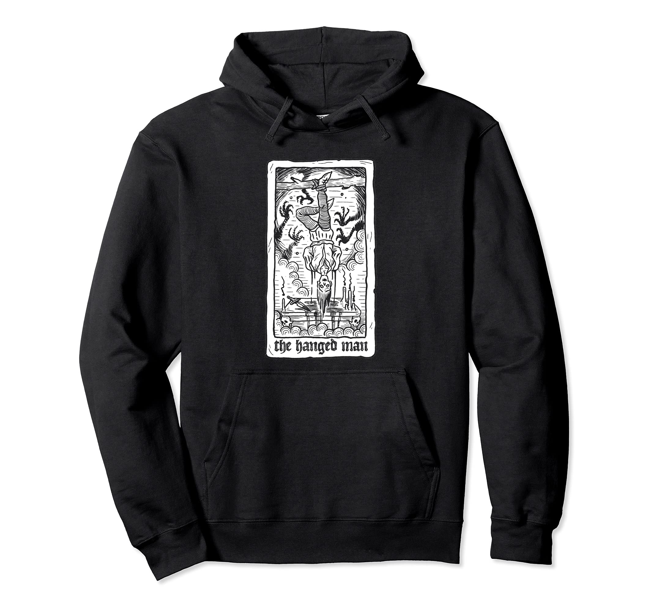 The Hanged Man Tarot Cards Gothic Hanging Man Pullover Hoodie, Black