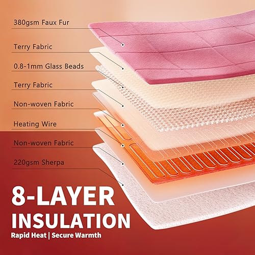 Miniatura 69 de Homemate - Manta eléctrica térmica con apagado automático en 1, 2, 4, 6 u 8 h, 10 niveles de calor, tela de franela y sherpa, protección contra 01