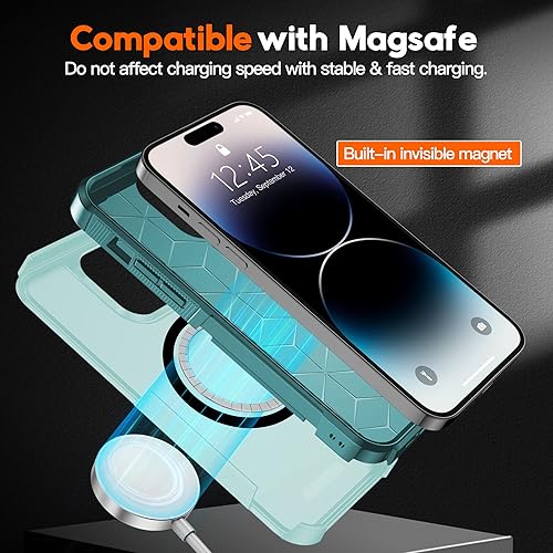 Miniatura 6 de MOZOTER Funda magnética 6 en 1 para iPhone 14 Pro Max, con 3 protectores de pantalla de vidrio + 3 protectores de lente de cámara resistente a los