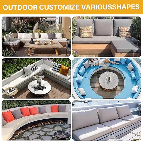 Miniatura 7 de PHUSTJKL Cojín de banco de tamaño personalizado, cojín de banco de patio de 4 pulgadas de grosor, cojín de asiento de ventana de bahía,