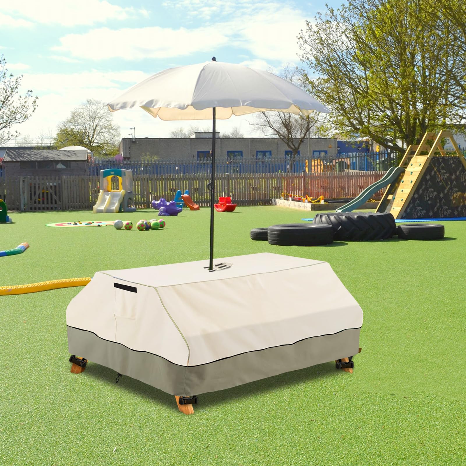 Waterproof Sand & Water Table Cover - Fits 39x39x19 Inch Outdoor Play Tables With Windproof Drawstring