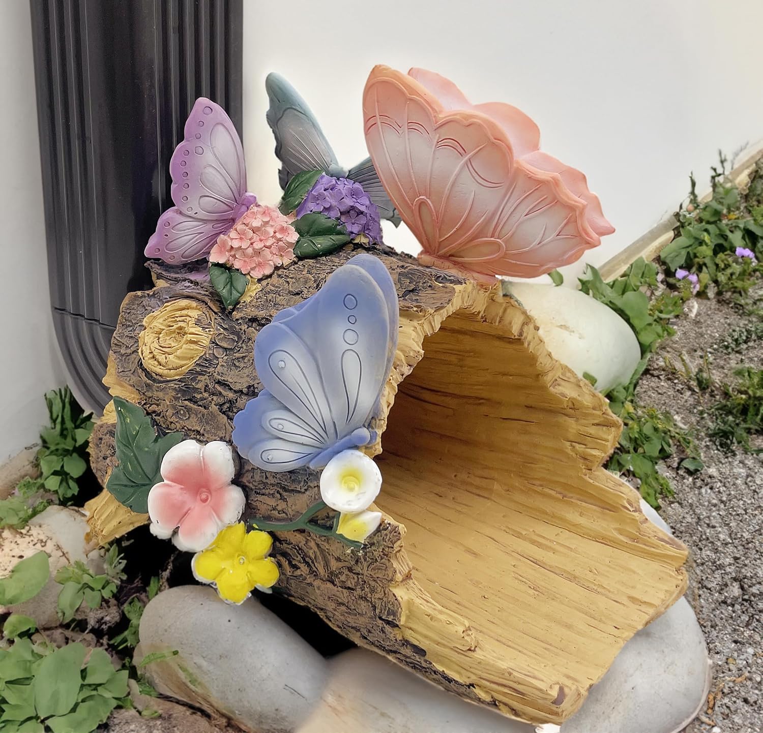Teaeeno Butterfly Garden Gutter Downspout Extension, Resin Butterfly Figurine,Ornament Splash Block Anchor for Downspout Extension,Outdoor Drain Decor,Animal Accents,Perfect Rain Diverter for 3x4