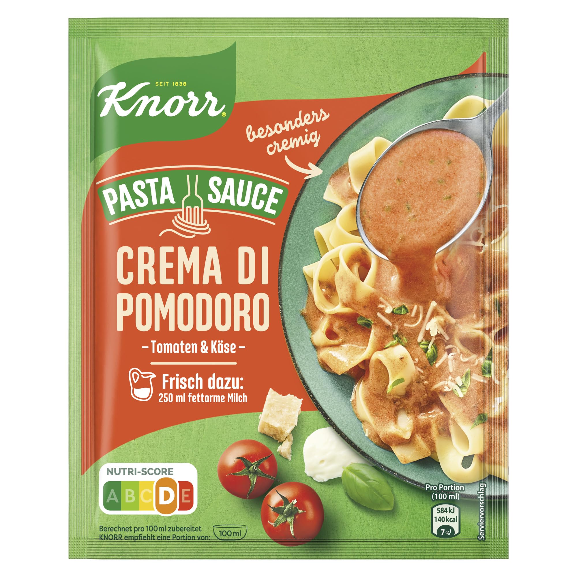 Knorr Pasta Sauce Crema di Pomodoro leckere Nudelsauce mit Tomaten und Käse 250 ml