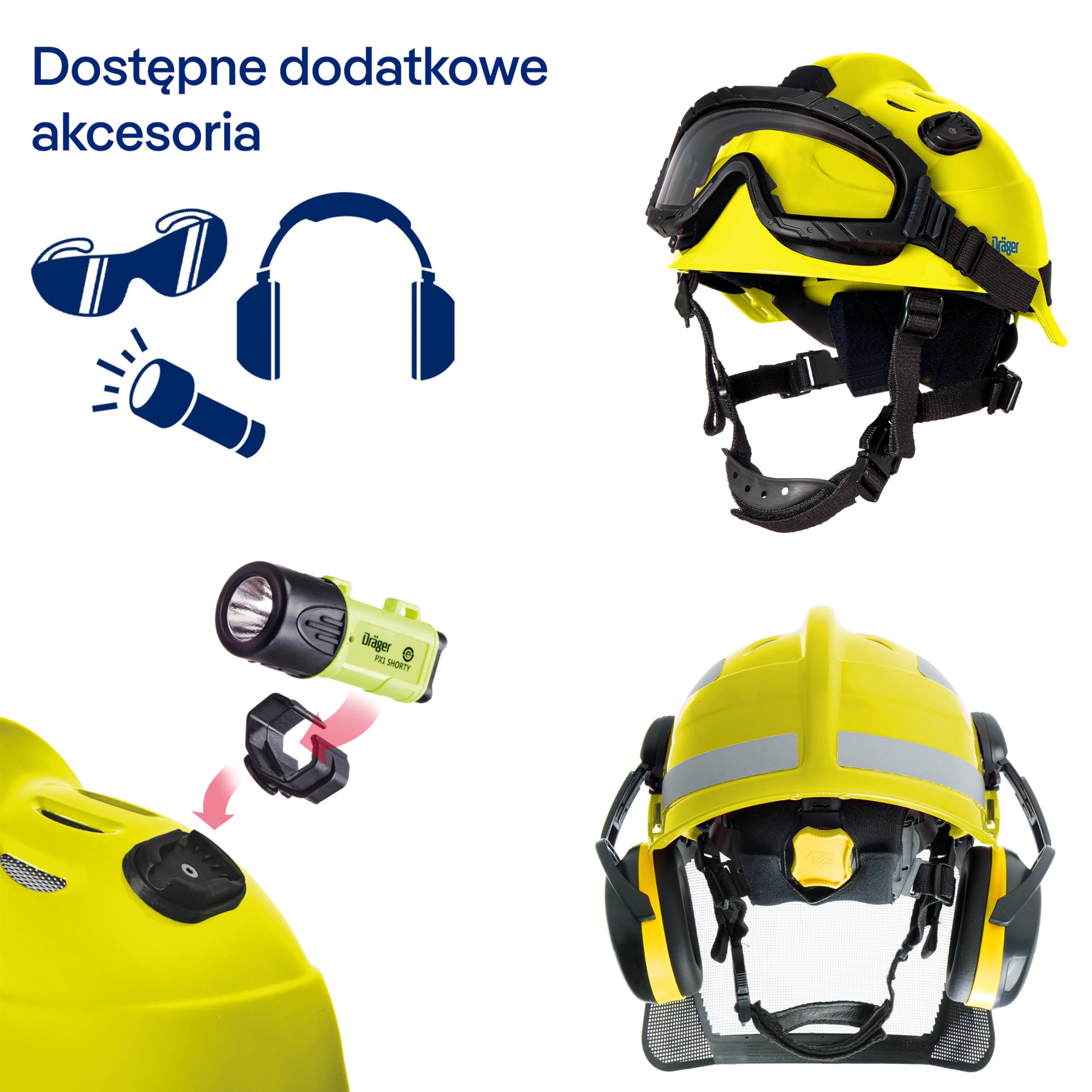 Dräger HPS 3500 Set Regulowany hełm ochronny klasy premium z goglami | Kolor żółty - do prac budowlanych