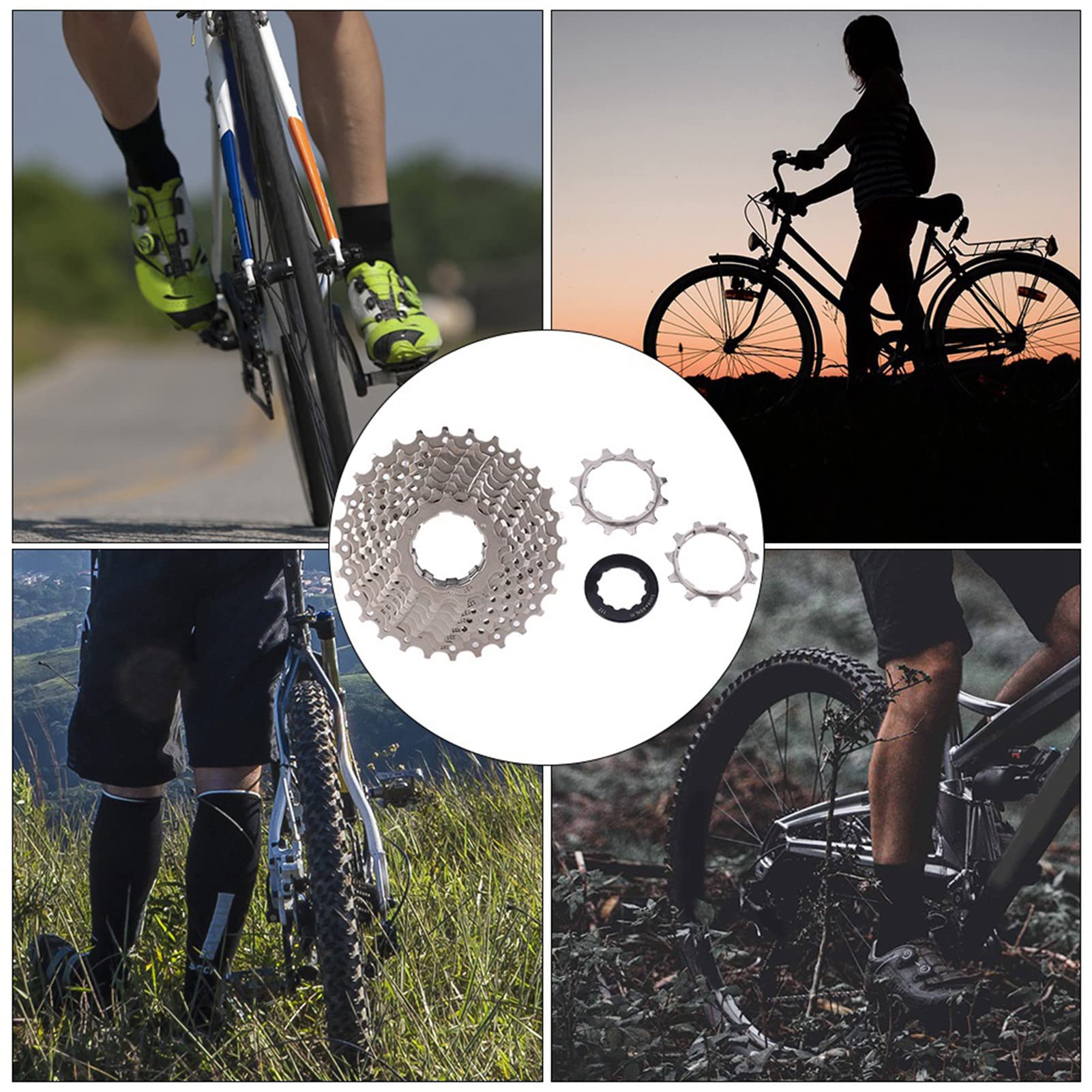 Piñón de bicicleta de cassette para 11-28T, placa de acero de alta presión, revestimiento de níquel-cromo, diseño hueco para reducción de peso, súper resistente al (11S 11-28T)