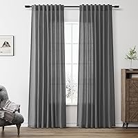 Vista 78 de Paneles de cortina de lino con pestaña trasera, de 84 pulgadas de largo, cortinas plisadas semitraslúcidas, mezcla de lino sintético, estilo rústico