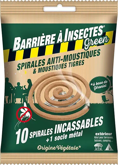 Spirales Anti-Moustiques Green à Base de Géraniol - Sachet de 10